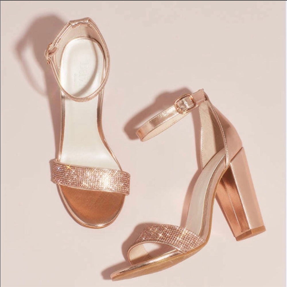 David’s Bridal Brynne Rose Gold Heels